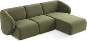 Zöld bársony sarokkanapé (jobb oldali-heverő résszel) Lani – Makamii