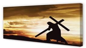 Canvas képek Jézus kereszt naplemente 100x50 cm