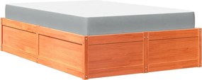 vidaXL viaszbarna tömör fenyőfa ágy matraccal 120 x 200 cm