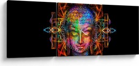 Kép - Buddha mellszobra neon színekben (órával) (90x30 cm)