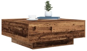 Kávézóasztal LED világítással Régi fa 80x80x31 cm