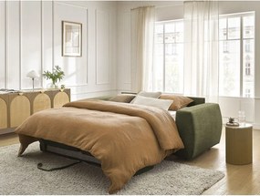 Zöld zsenília kanapé mindennapos alvásra-kinyitható 220 cm Hugo – Bobochic Paris