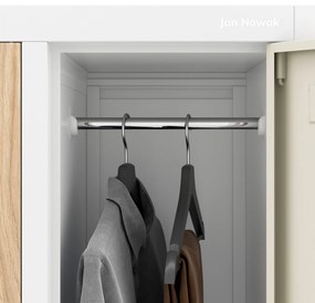 Pléh öltözőszekrény lábakon, 10 rekeszes BARTEK, 1360 x 1720 x 450 mm, Eco Design: fehér/ sonoma tölgy