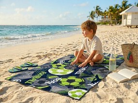 Gyorsan száradó XL strand fürdőlepedő GOAL színes 100 x 180 cm, 100% mikroszál