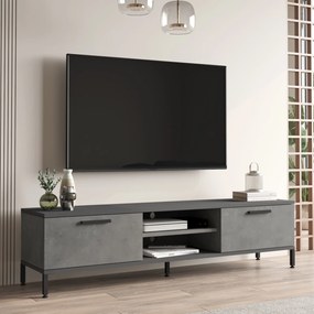 [en.casa] TV-asztal Lempäälä 2 szekrényajtóval 160 x 35 x 39 cm betonhatású/antracit