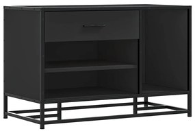 Cipőpad Fekete 80x40x53,5 cm Fából és fémből készült pad