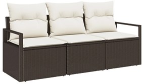 3 darabos kerti kanapé szett párnákkal Barna Poli Rattan, 2 személyes kerti kanapé párnákkal Barna Poli Rattan