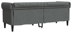 sötétszürke 3 személyes szövet Chesterfield kanapé