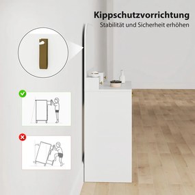 HOMCOM Fésülködőasztal tükörrel, kompakt fésülködőasztal 3 fiókkal, 80 x 40 x 135 cm, fehér