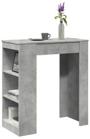 betonszürke szerelt fa tárolórekeszes bárasztal 95x47x103,5 cm