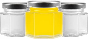 12x Befőttes üveg 50ml Hatszögletű méz fűszertartó