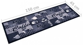 kék kávémintás mosható konyhai szőnyeg 45 x 150 cm