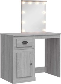 vidaXL szürke sonoma fésülködőasztal LED-lámpákkal 90x42x132,5 cm