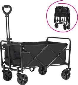 Kerti kocsi, összecsukható, fekete, KARIL