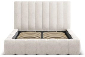 Krémszínű kárpitozott ágyneműtartós franciaágy ágyráccsal 180x200 cm Kelp – Micadoni Home