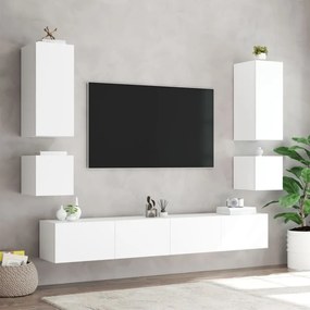 fehér falra szerelhető TV-szekrény LED-lámpákkal 40,5x35x40 cm