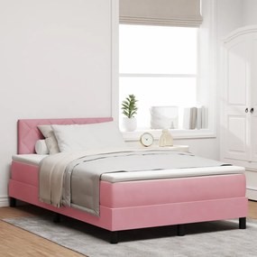 Boxspring Ágy Matrac Különböző Rózsaszín Kicsi Kétszemélyes Bársony