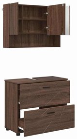 Fürdőszoba bútor szett 2 pcs barna tölgy 76.5 x 35 x 64 cm