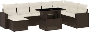 vidaXL 9 részes barna polyrattan kerti ülőgarnitúra párnákkal