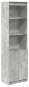 betonszürke szerelt fa magasszekrény 50x35x180 cm