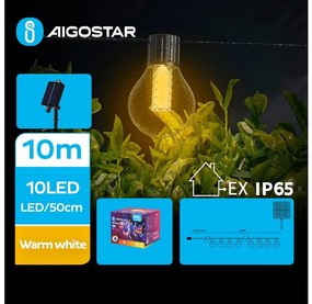 Aigostar B.V. Aigostar - LED Napelemes dekoratív lánc 10xLED/8 funkciós 10,5m IP65 meleg fehér AI0956