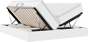 vidaXL Ágy tárolóval és matraccal matracmal Fehér 200 x 200 cm Műbőr