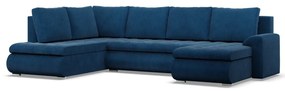 Tokio U sarokkanapé, 3 ágyneműtartóval, kordbársony, baloldali, kék