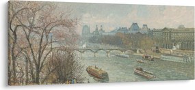 Kép - Camille Pissarro, The Louvre, Afternoon, Rainy Weather, reprodukciók (120x50 cm)