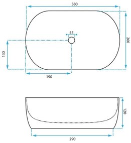 REA-U3322 - AMELIA MINI ráültethető mosdó 26x38 cm, kerámia, fényes fehér
