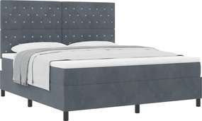 vidaXL Boxrugós ágy matracmal Sötétszürke 180 x 200 cm szövet