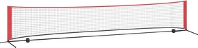 vidaXL Tenisz háló Fekete és piros 494,5 x 90 x 87 cm Poliészter