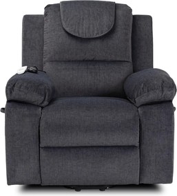 Fotel Masujący Elektrycznie Rozkładany FENIX z Funkcją Wstawania Ciemny Popiel