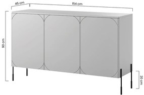 Sonatia háromajtós komód kettő fiókkal 150 cm - bordó