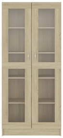 sonoma tölgy színű szerelt fa vitrinszekrény 82,5x30,5x185,5 cm