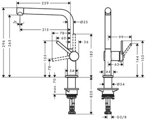 Hansgrohe Talis M54, karos konyhai csaptelep 270, 1jet, króm, HAN-72840000