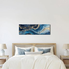 Kép - Kék-arany absztrakt márvány (órával) (90x30 cm)