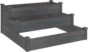 vidaXL szürke tömör fenyőfa kerti magaságyás béléssel 120x120x56 cm