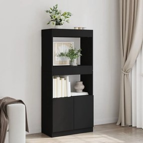 fekete szerelt fa magasszekrény 63 x 33 x 140 cm