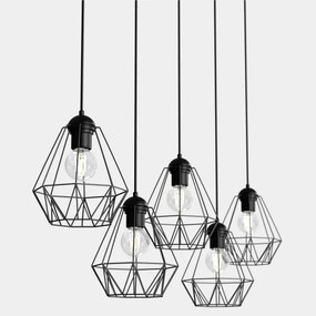 Csillár zsinóron BERGEN 5xE27/60W/230V fekete