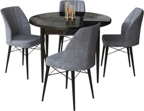 Rox étkezőgarnitúra, fekete márvány-füstszürke, 90 cm