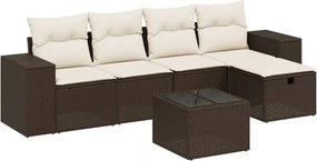 vidaXL 6 részes barna polyrattan kerti ülőgarnitúra párnával