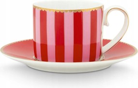 Love Birds Stripes piros-rózsaszín eszpresszó csésze PiP Studio, 125 ml