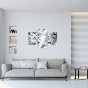 Kép - Rajzolt oroszlánfejek (90x60 cm)