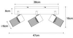 Ipari mennyezeti spotlámpa fekete 3-lámpás állítható - Jim