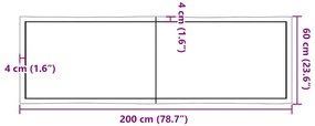 sötétbarna kezelt tömör asztallap 200x60x(2-6) cm