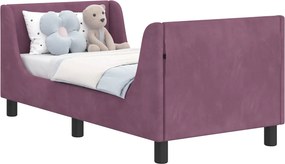 vidaXL Gyerekágy keret fejtámlával Lila 70 x 140 cm Bársony