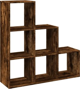 vidaXL 3 szintes füstös tölgy fa elválasztó könyvespolc 99x29x99 cm