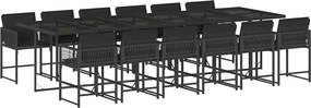 vidaXL 13 részes fekete polyrattan kerti ülőgarnitúra párnákkal