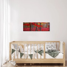 Kép - vörös erdő (órával) (90x30 cm)