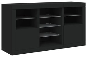 fekete tálalószekrény LED-világítással 123 x 37 x 67 cm